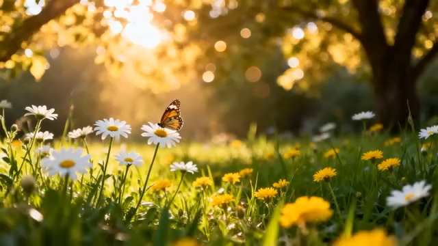  阳光下的蝴蝶与野花2816#横屏 	 -