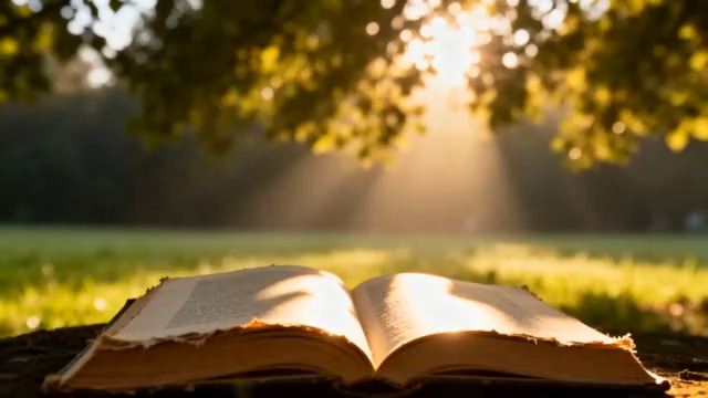  阳光下的翻开旧书2802#横屏 	 