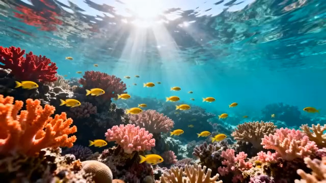  阳光穿透清澈海水2755#横屏 	 