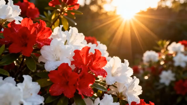  阳光下的红白杜鹃花2809#横屏 	 - 