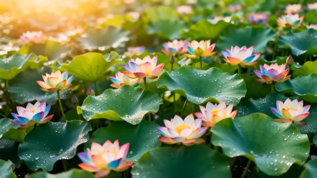  阳光下的荷花池2808#横屏 	 