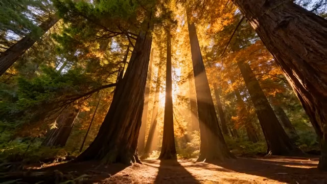  阳光穿透森林树林2757#横屏 	 -