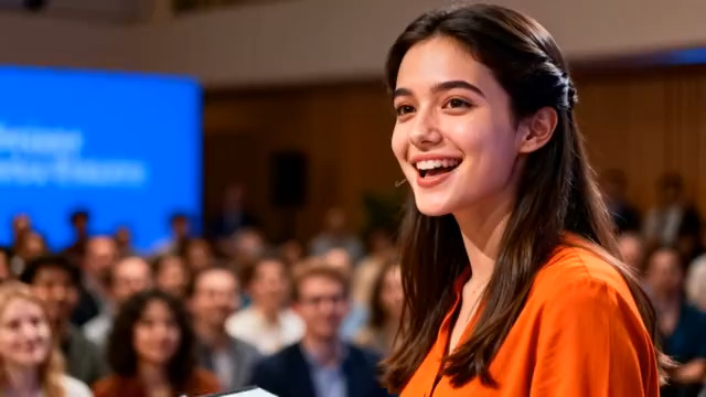  演讲会微笑的女孩2745#横屏 	 