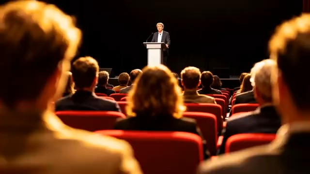  演讲台上的男士发言2747#横屏 	 