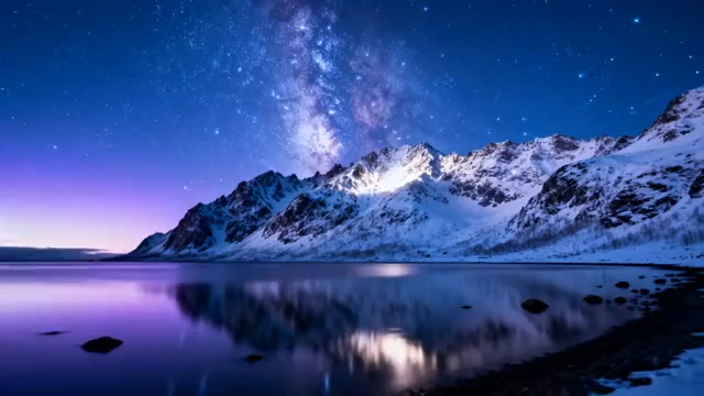  雪山银河夜景2690#横屏 	 