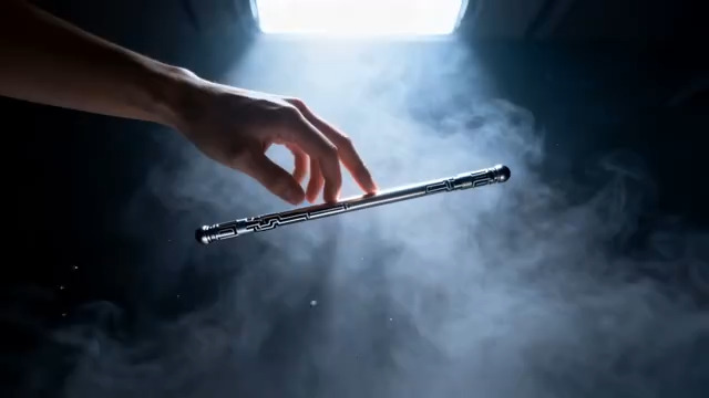  烟雾中轻抚金属棍特写2738#横屏 	 