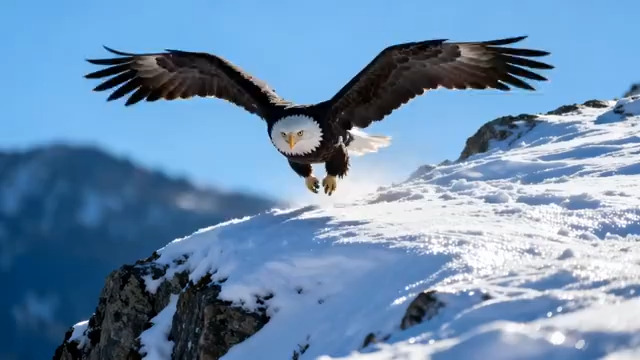  雪山顶雄鹰展翅2645#横屏 	 