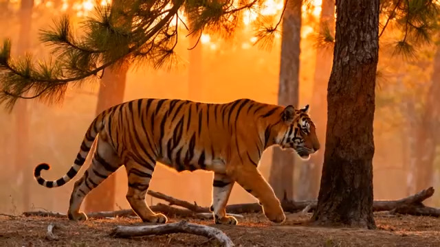  夕阳下的老虎漫步2392#横屏 	 -