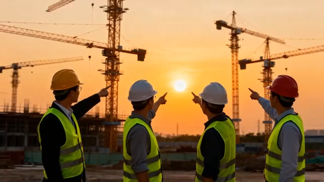  夕阳下的工程团队2381#横屏 	 