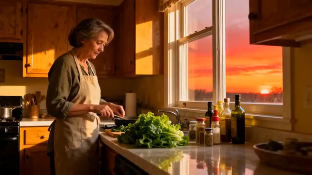  夕阳下的厨房时光2369#横屏 	 