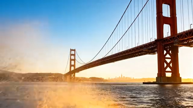  夕阳下的大桥2370#横屏 	 