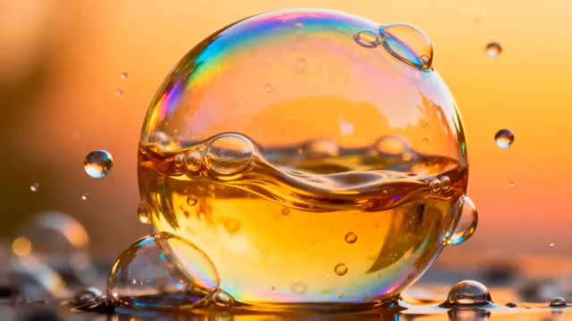  夕阳下的彩色油滴2366#横屏 	 