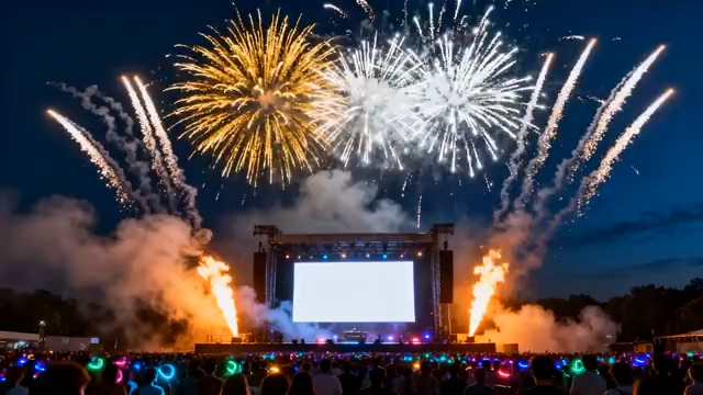  舞台烟花秀 现场观众2361#横屏 	 