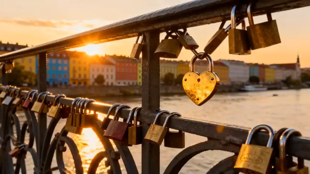  夕阳下的爱情锁2364#横屏 	 