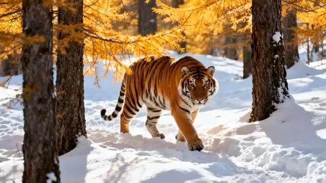  雪地老虎漫步林间2602#横屏 	 - 