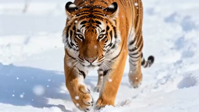  雪地老虎行走特写2606#横屏 	 