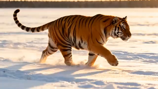  雪地老虎行走视频2605#横屏 	 