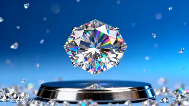  旋转钻石特写 蓝色背景2588#横屏 	 