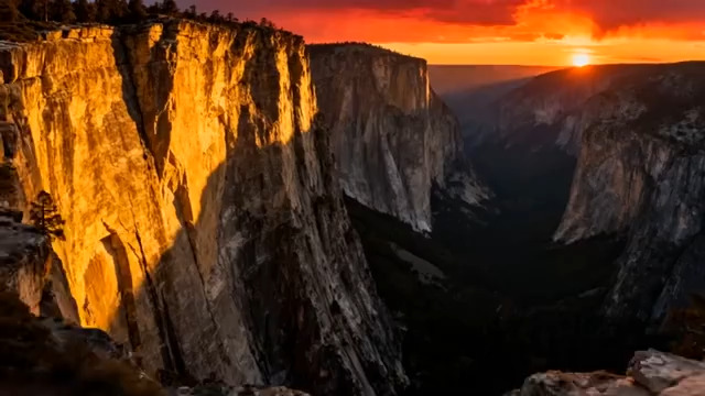  悬崖日落壮丽景观2586#横屏 	 - 