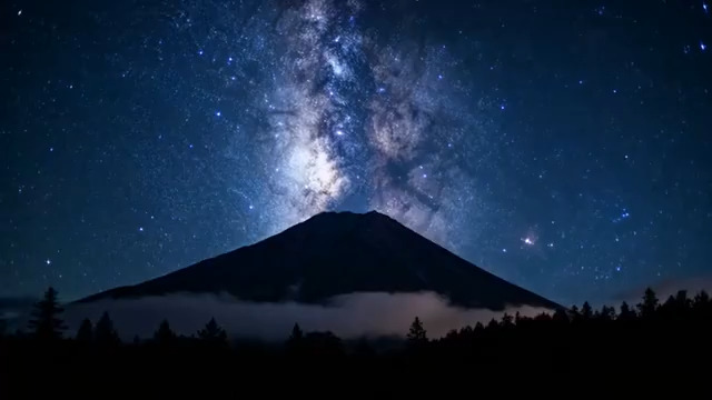  星空下的富士山延时2552#横屏 	 -