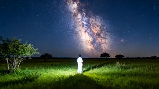  星空下的白衣女子2550#横屏 	 