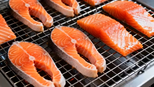  新鲜三文鱼排特写2543#横屏 	 