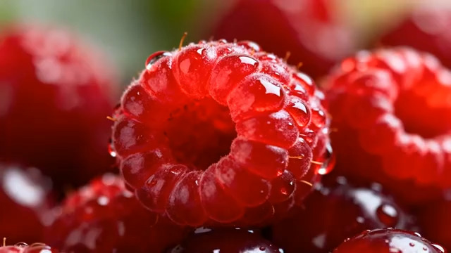  新鲜红树莓特写镜头2537#横屏 	 