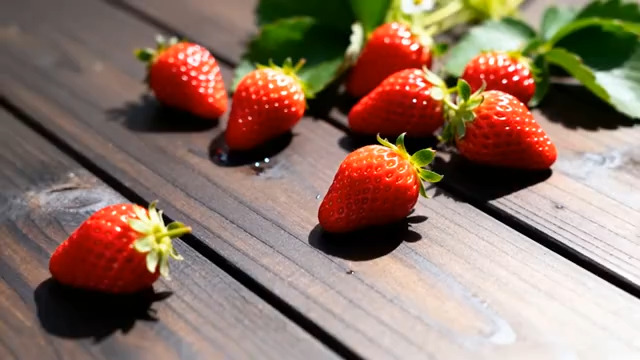 新鲜草莓特写镜头2534#横屏 	 
