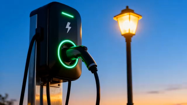  新能源汽车充电桩充电瞬间2530#横屏 	 -