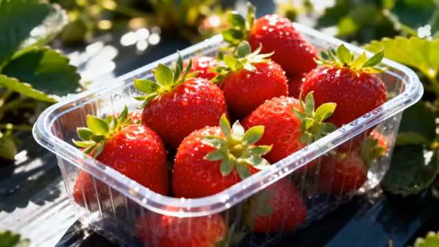  新鲜草莓盒装特写2532#横屏 	 