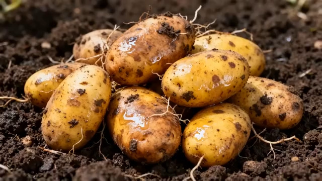  新鲜出土土豆特写2536#横屏 	 