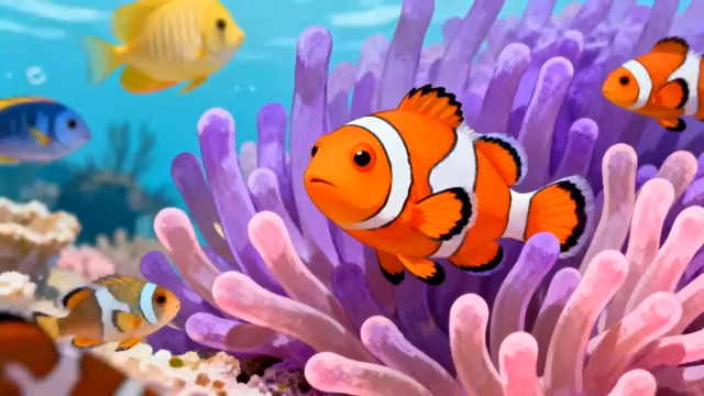  小丑鱼与珊瑚礁动画2503#横屏 	 