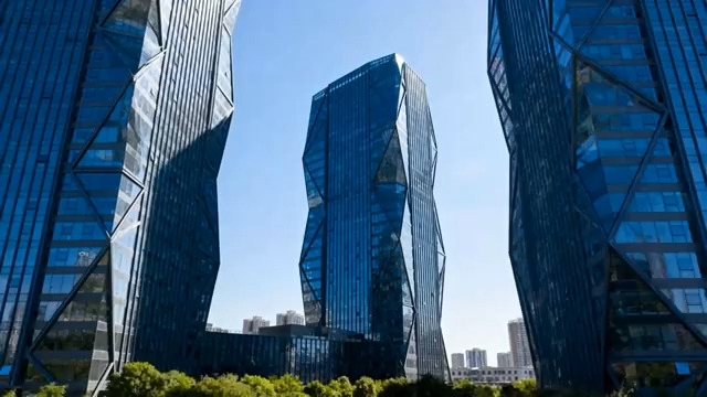  现代几何玻璃幕墙建筑2484#横屏 	 