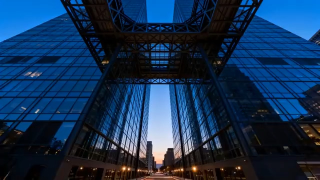  现代建筑玻璃幕墙夜景2486#横屏 	 -