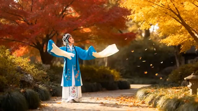  戏曲演员秋景起舞2433#横屏 	 -