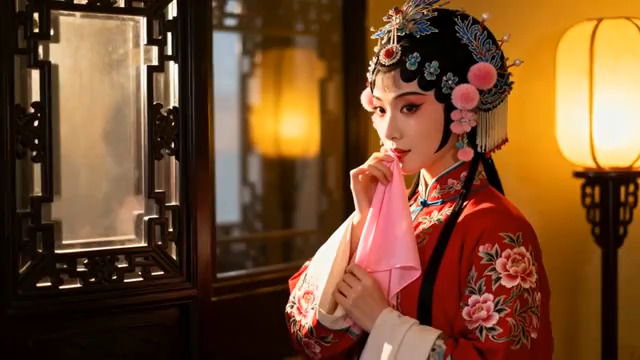  戏曲旦角拭汗特写2428#横屏 	 - 