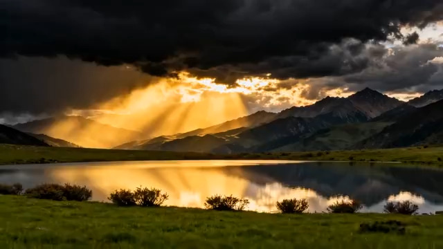  乌云散去阳光洒山脉2343#横屏 	 