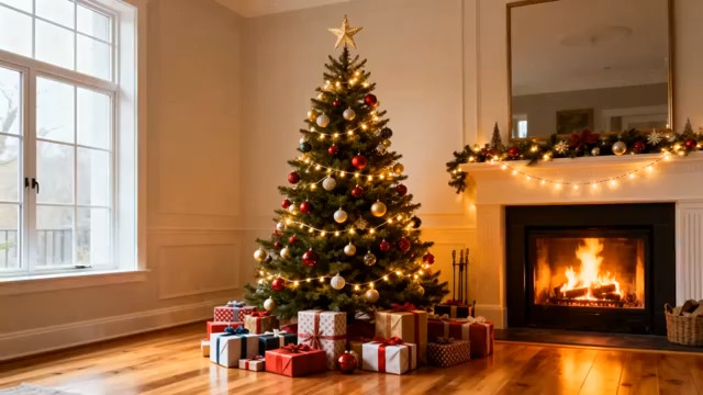  温馨圣诞室内装饰2333#横屏 	 