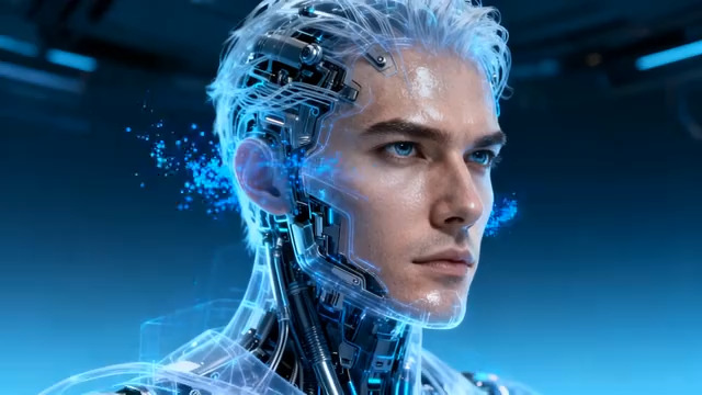  未来科技感机器人特写2312#横屏 	 