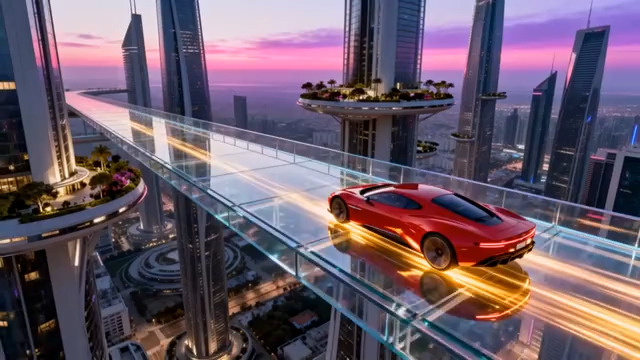  未来城市红色跑车飞驰2299#横屏 	 