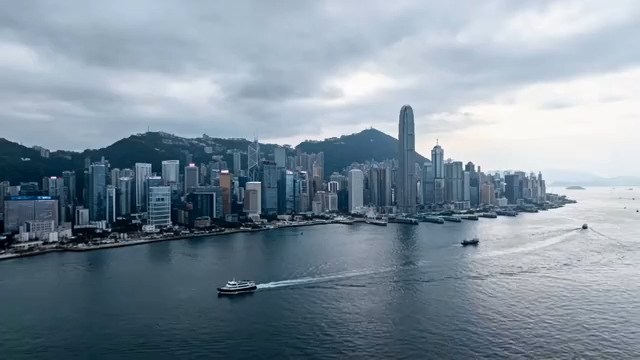  维多利亚港航拍2292#横屏 	 