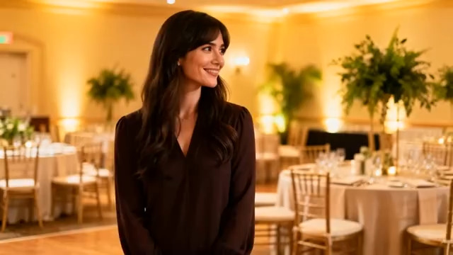  微笑女子在宴会厅2290#横屏 	 