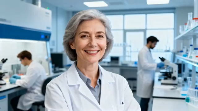  微笑的资深女科学家2285#横屏 	 