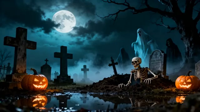  万圣节墓地幽灵场景2272#横屏 	 