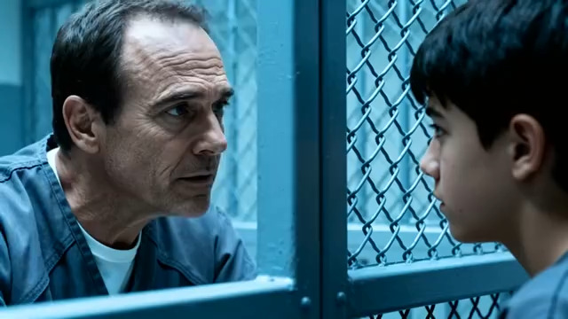  铁窗内的父子对视2243#横屏 	 