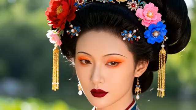  唐宫美人精致妆容特写2228#横屏 	 