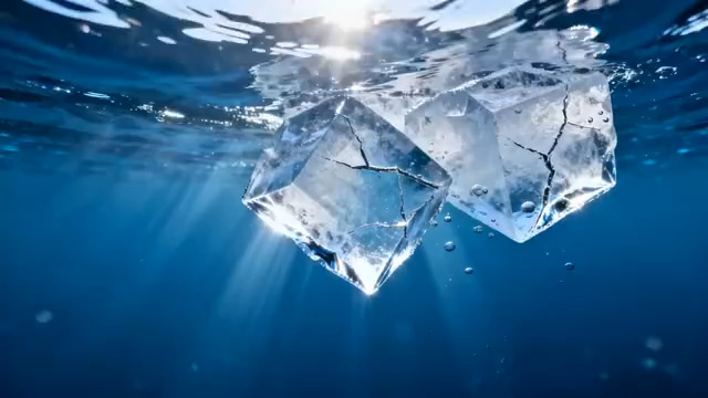  水中冰块特写2205#横屏 	 