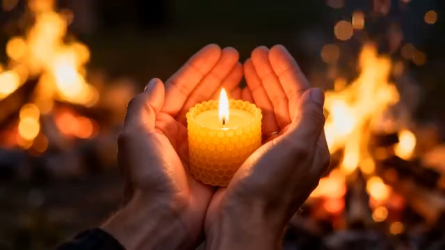  双手捧烛火焰背景2172#横屏 	 