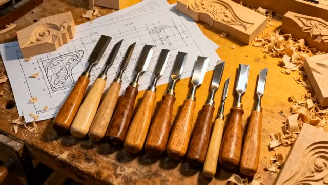  手工木雕工具组合展示2145#横屏 	 