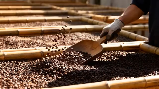  手工翻晒咖啡豆2141#横屏 	 